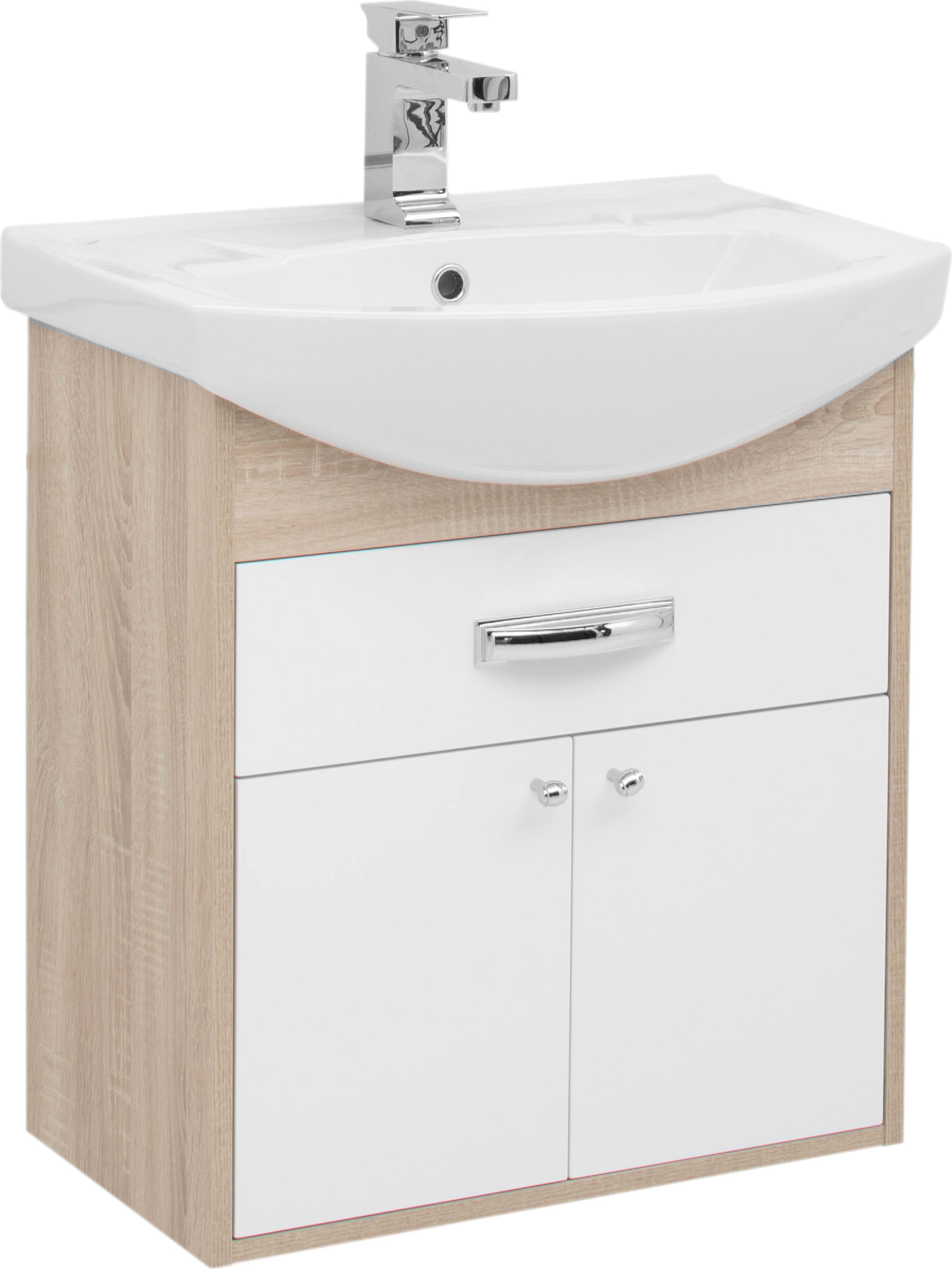 Тумба с раковиной Aquanet Грейс 60 1 ящик, 2 фасада, дуб сонома - 0