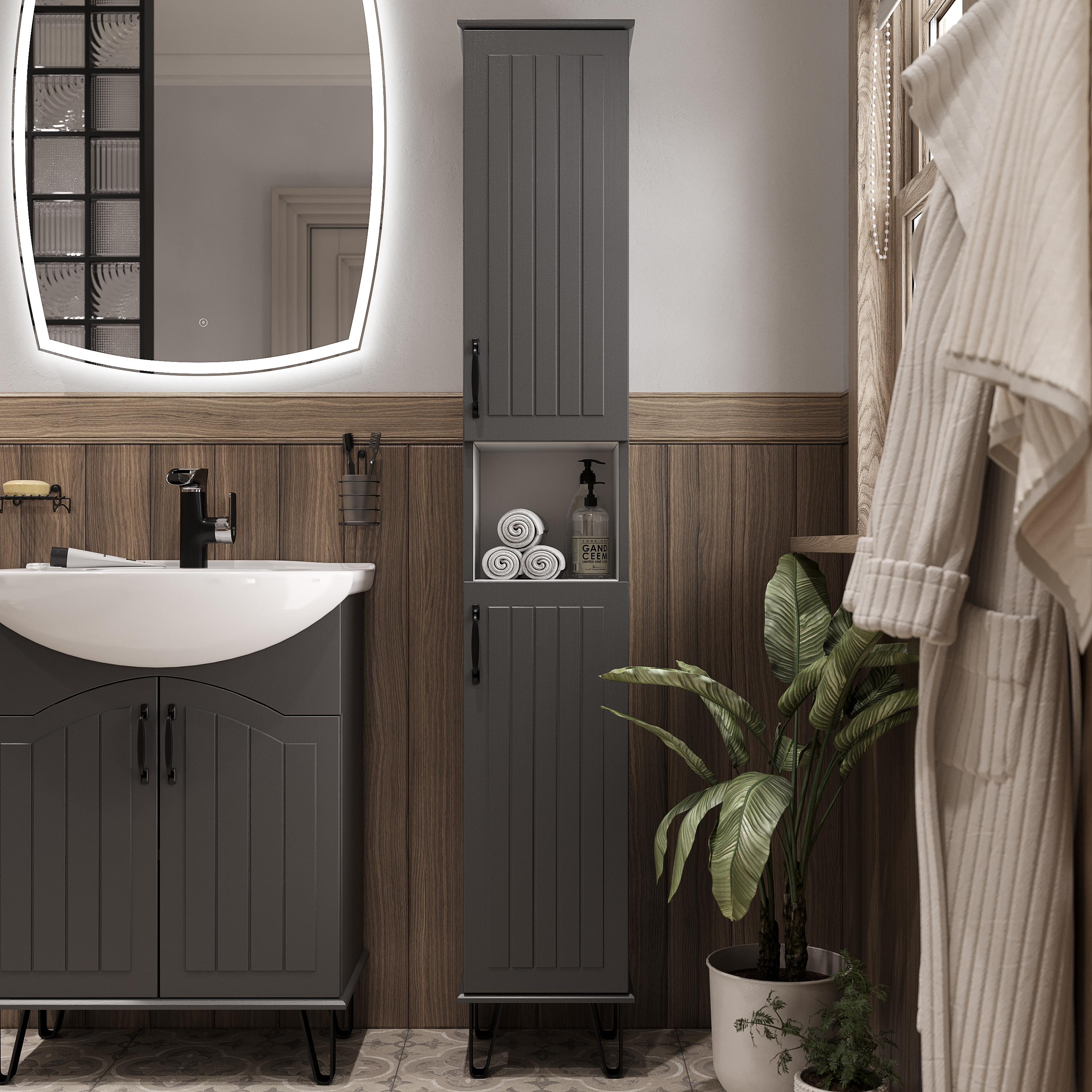 Шкаф-пенал DIWO Сочи 30, антрацит 00-00001323 - 0