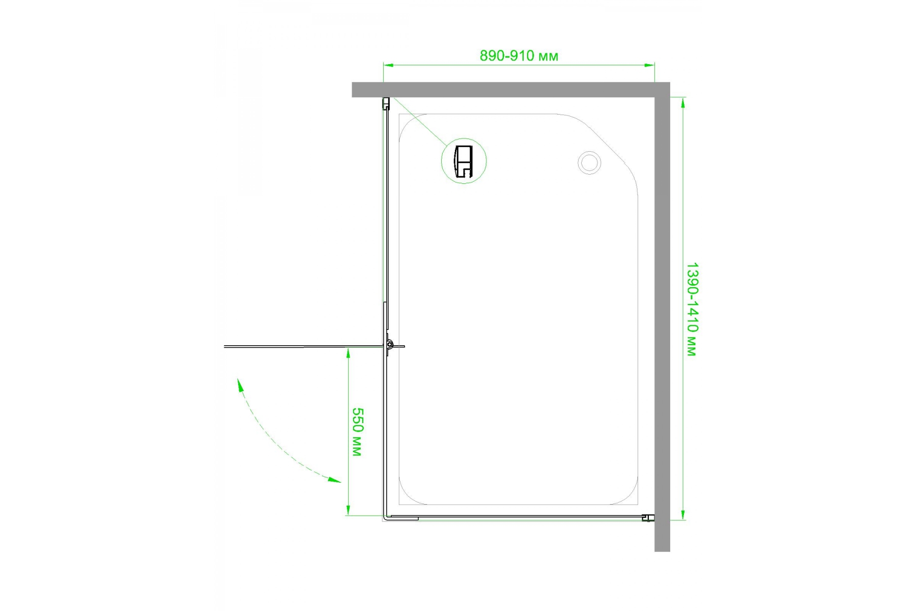 Душевой уголок Royal Bath HPV 140х90 с поддоном профиль черный стекло матовое RB9140HPV-C-BL - 4