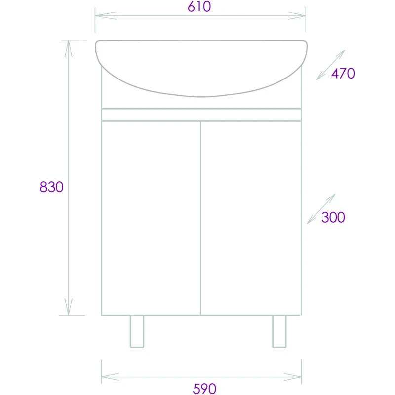 Тумба под раковину Onika Милтон 59 белая 106146 - 3