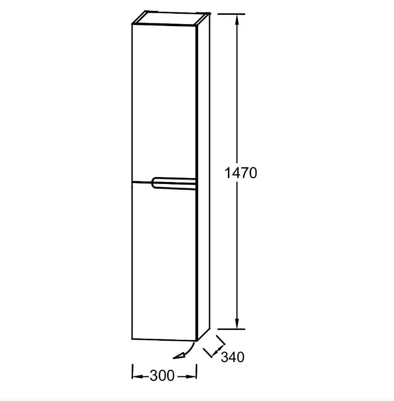 EB1892LRU-442 Nona Колонна 147х34 см, шарниры слева, глянцевый серый антрацит - 1