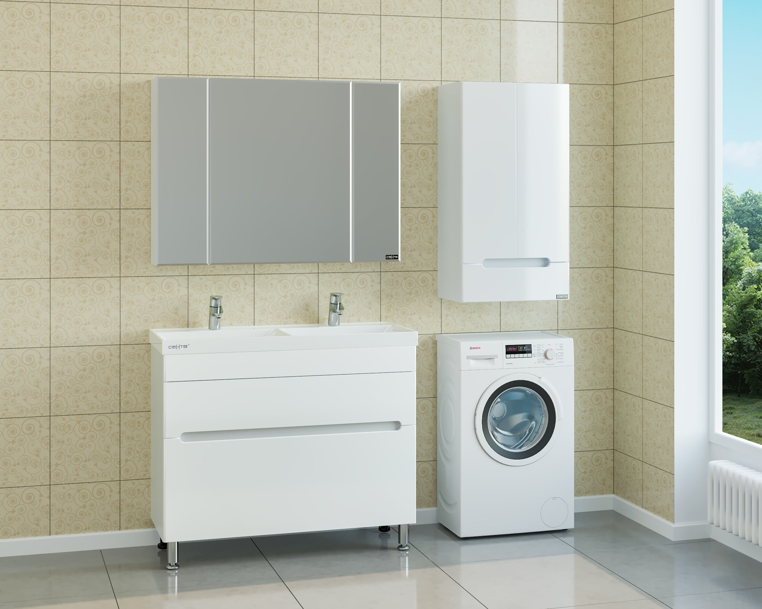 Тумба с раковиной Санта Лондон 100 белый - 2