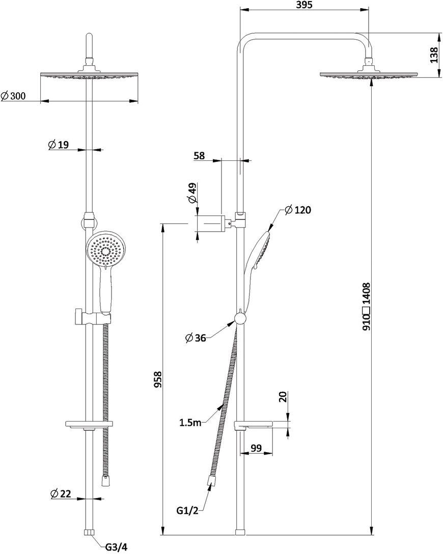 Душевая стойка Swedbe Hermes 5001 - 1