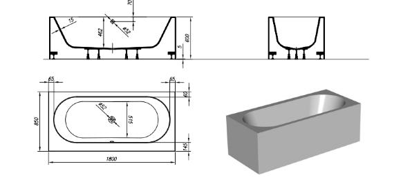 Ванна из литьевого мрамора Kolpa San Atys 180х85 белая 922840 - 2
