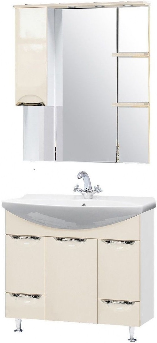 Тумба с раковиной Misty Орхидея 85 бежевая глянцевая СО000006680 - 1