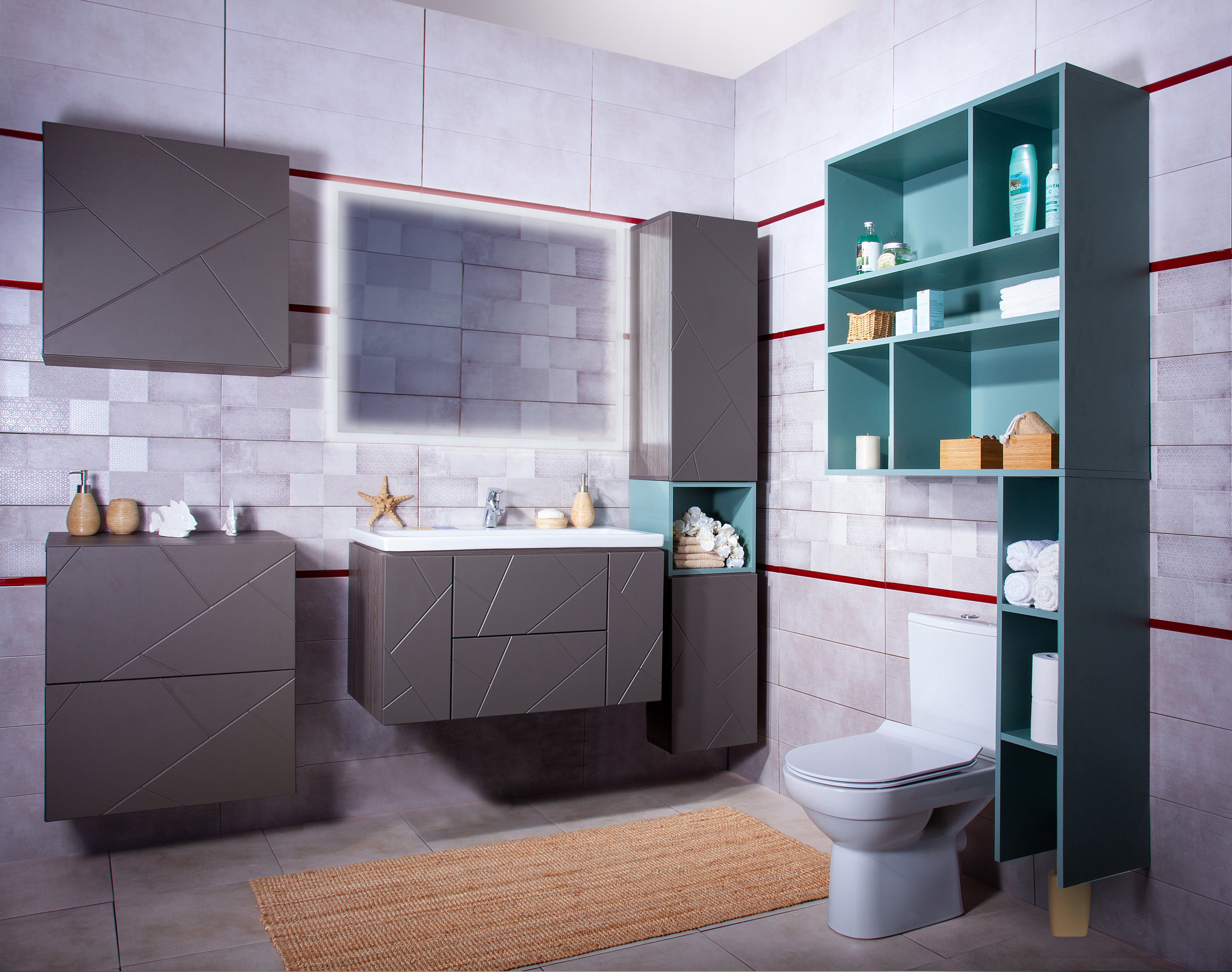 Шкаф Бриклаер Кристалл 90 софт графит 4627125414626 - 1