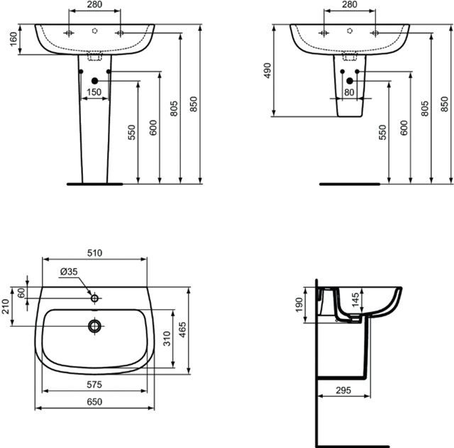 Раковина подвесная Ideal Standard Esedra 65 белый T279701 - 7