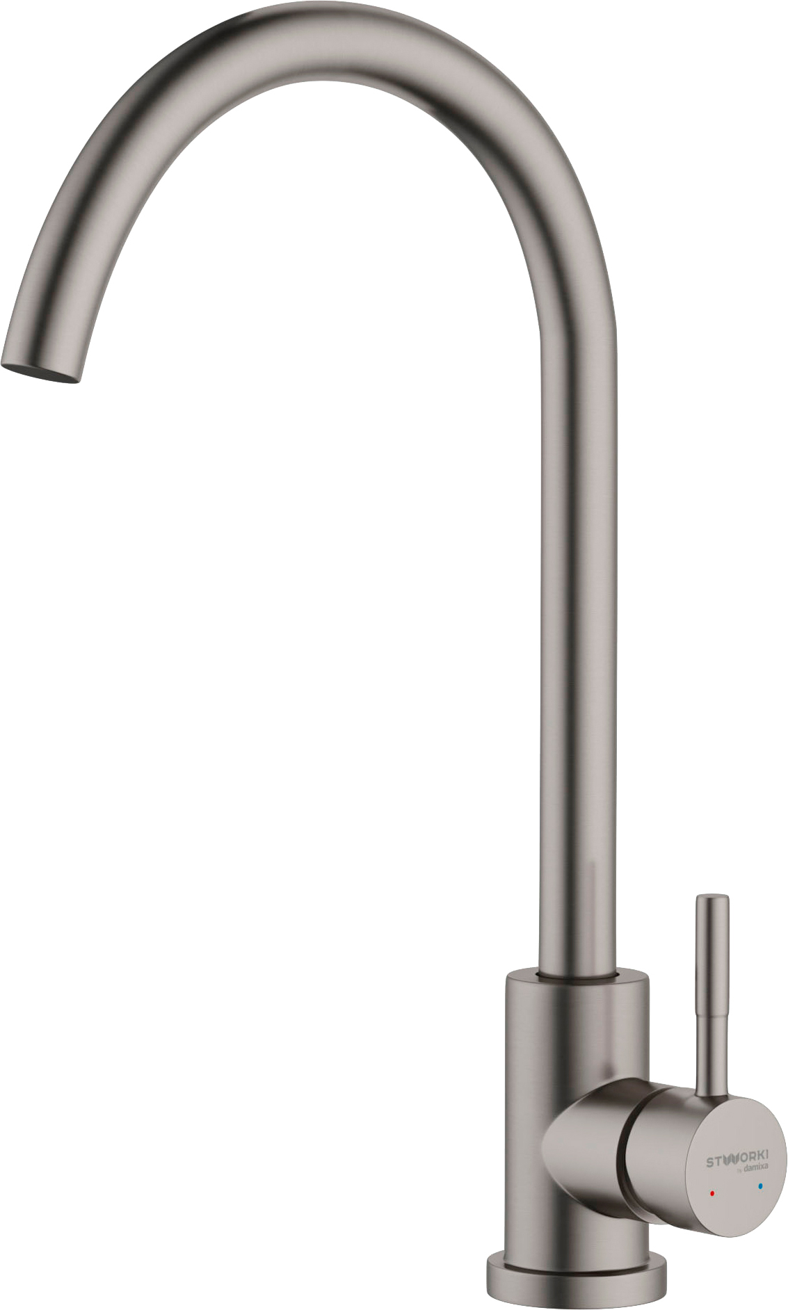 Смеситель для кухни STWORKI by Damixa HSTW07000 никель, однорычажный, с поворотным изливом, с аэратором, матовый - 0