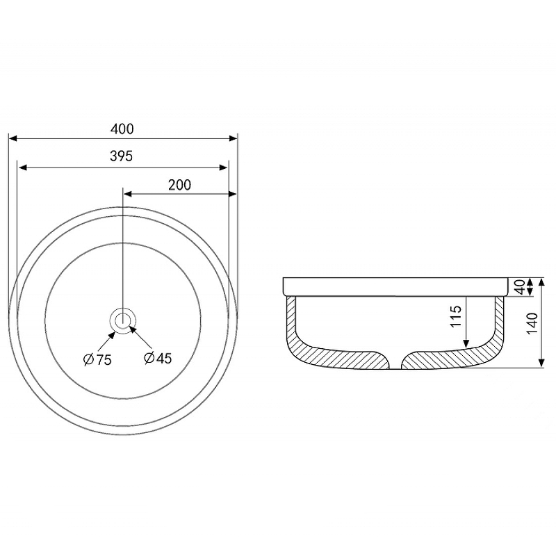 Накладная раковина Abber Bequem 40 серая матовая AC2103MG - 1