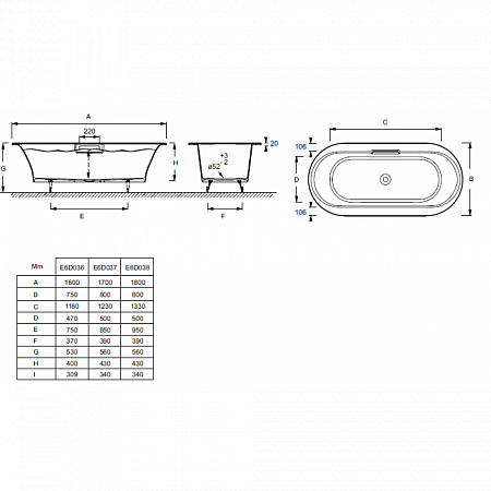 Ванна чугунная 180х80 Jacob Delafon Volute E6D038-00 - 6