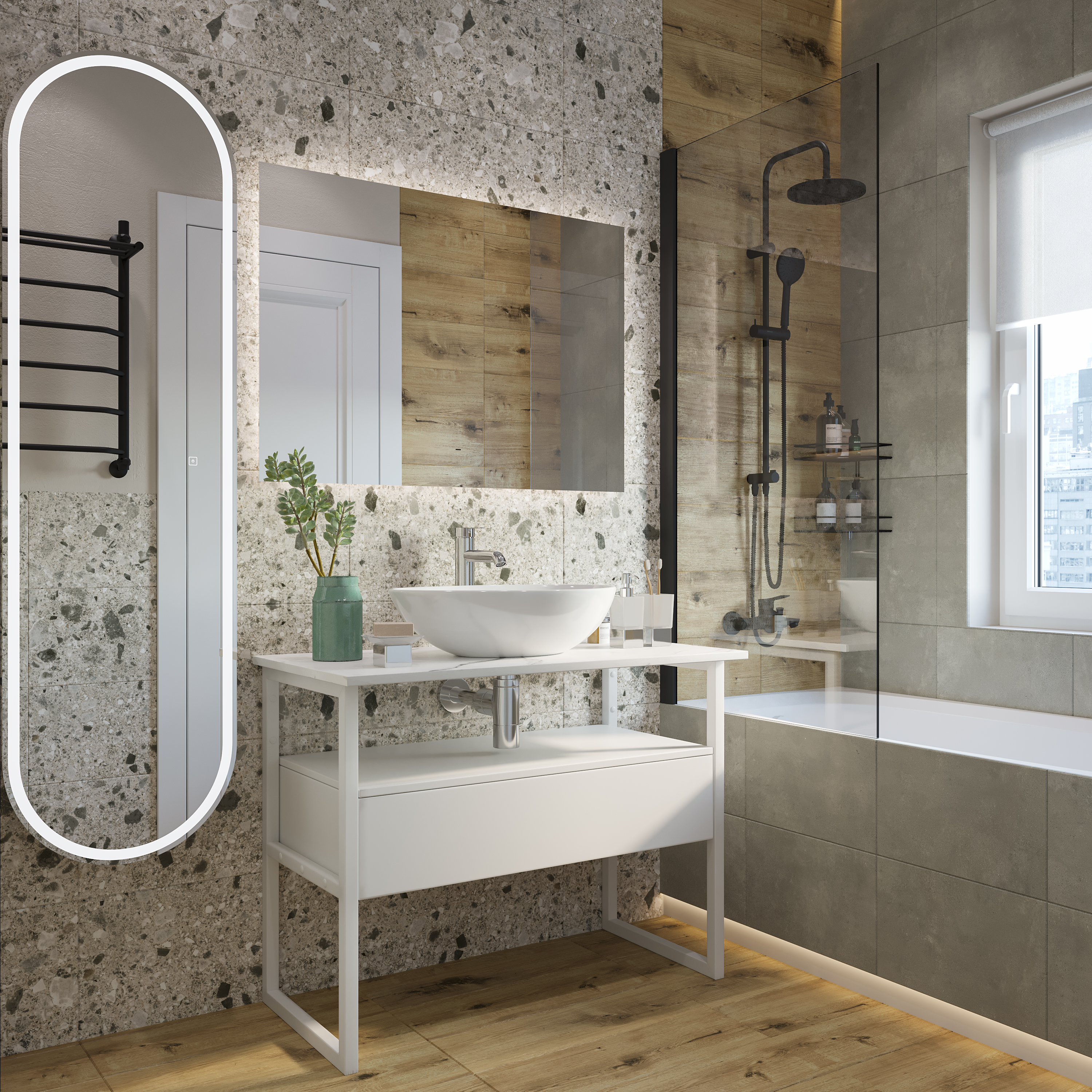 Мебель для ванной DIWO Элиста 100 белая с раковиной Moduo 55 Leaf 567780 - 1