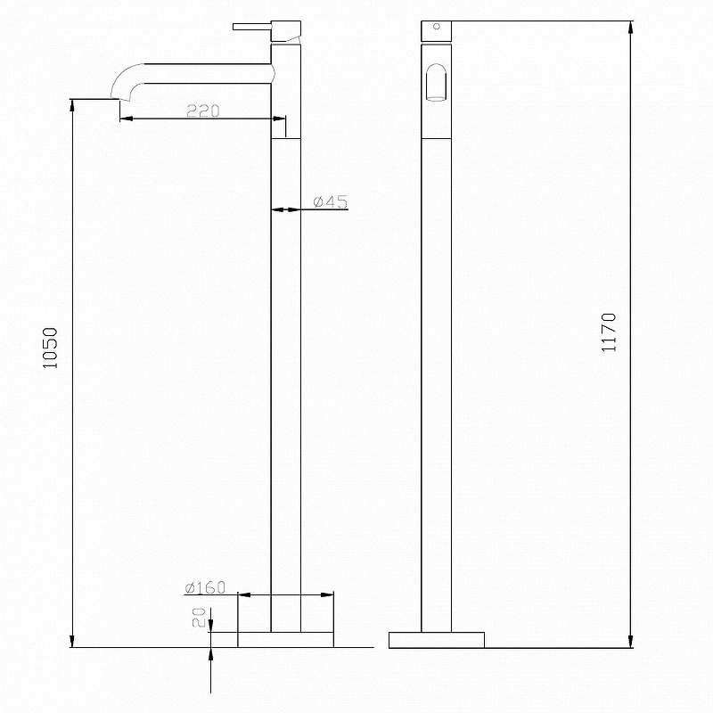 Смеситель для ванны напольный Abber Wasser Kreis черный, матовый  AF8140B - 2