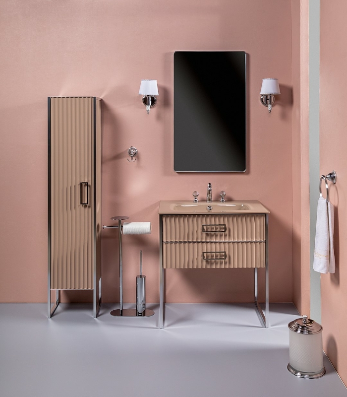 Тумба под раковину моноблок Boheme Armadi Art Monaco 80 бежевый глянец - хром 866-080-CPCR - 2