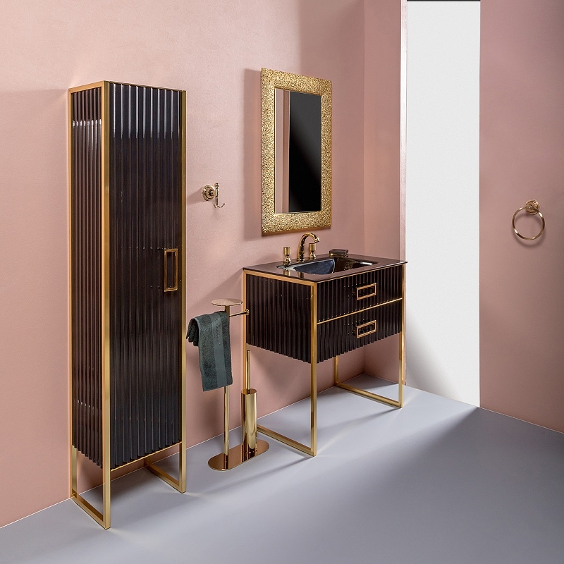 Тумба под раковину моноблок Boheme Armadi Art Monaco 100 черный глянец - золото 866-100-BG - 3