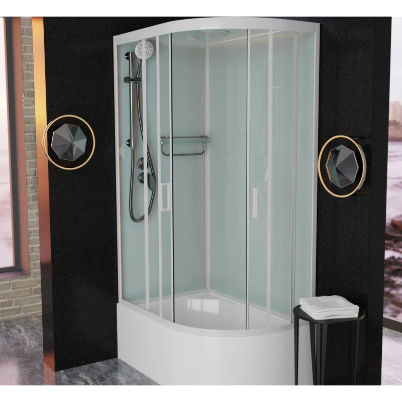 Душевая кабина Frank 120х80 левая белая стекло матовое 20036 - 2