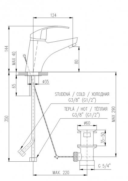 Смеситель для раковины Rav Slezak Mississippi хром  MS027.5 - 1