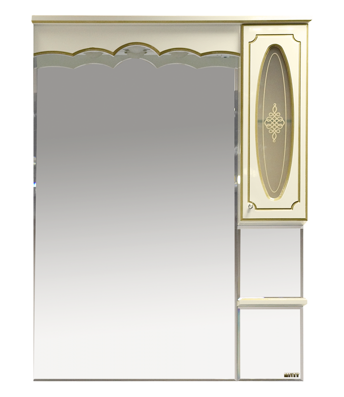 Зеркало-шкаф Misty Монако 90 R бежевый-золото с подсветкой Л-Мнк02090-033П - 0