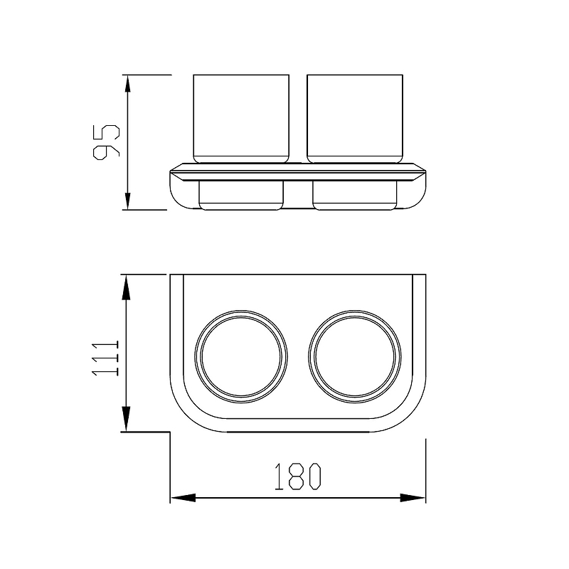 Стакан для зубных щеток Abber Nord двойной хром AA1557 - 1