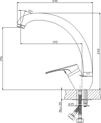Смеситель для кухонной мойки Rossinka  хром  B35-25 - 1