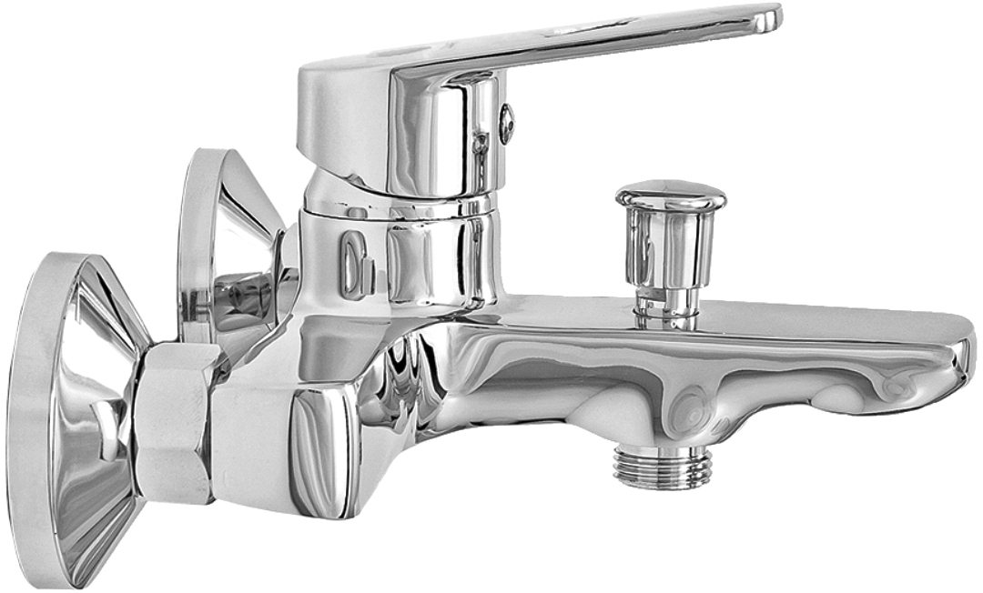 Смеситель для ванны с душем STWORKI Нарвик NR-04cr однорычажный, настенный, латунь, с функцией экономии расхода, глянцевый - 2