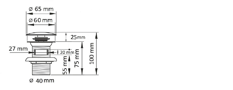 Донный клапан для раковины Ceramalux RD001 - 1