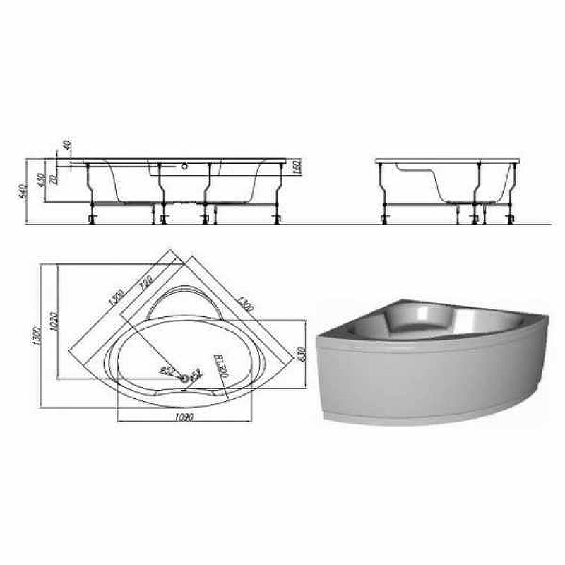 Ванна акриловая Kolpa San Royal 130х130 белый 567360 - 2