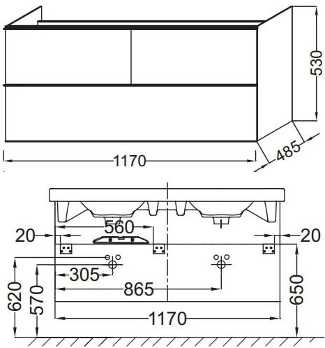 Тумба для комплекта Jacob Delafon Odeon Up 120 светлый дуб, 3 ящика EB892RU-E5 - 3