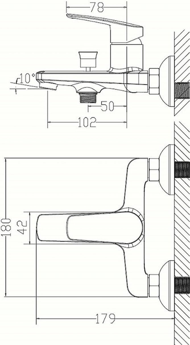 Смеситель Milardo Niagara NIASB00M02 для ванны с душем - 6