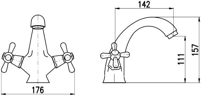 Смеситель для раковины Rav Slezak Morava retro черный матовый - бронза MK128.5CMATSM - 1