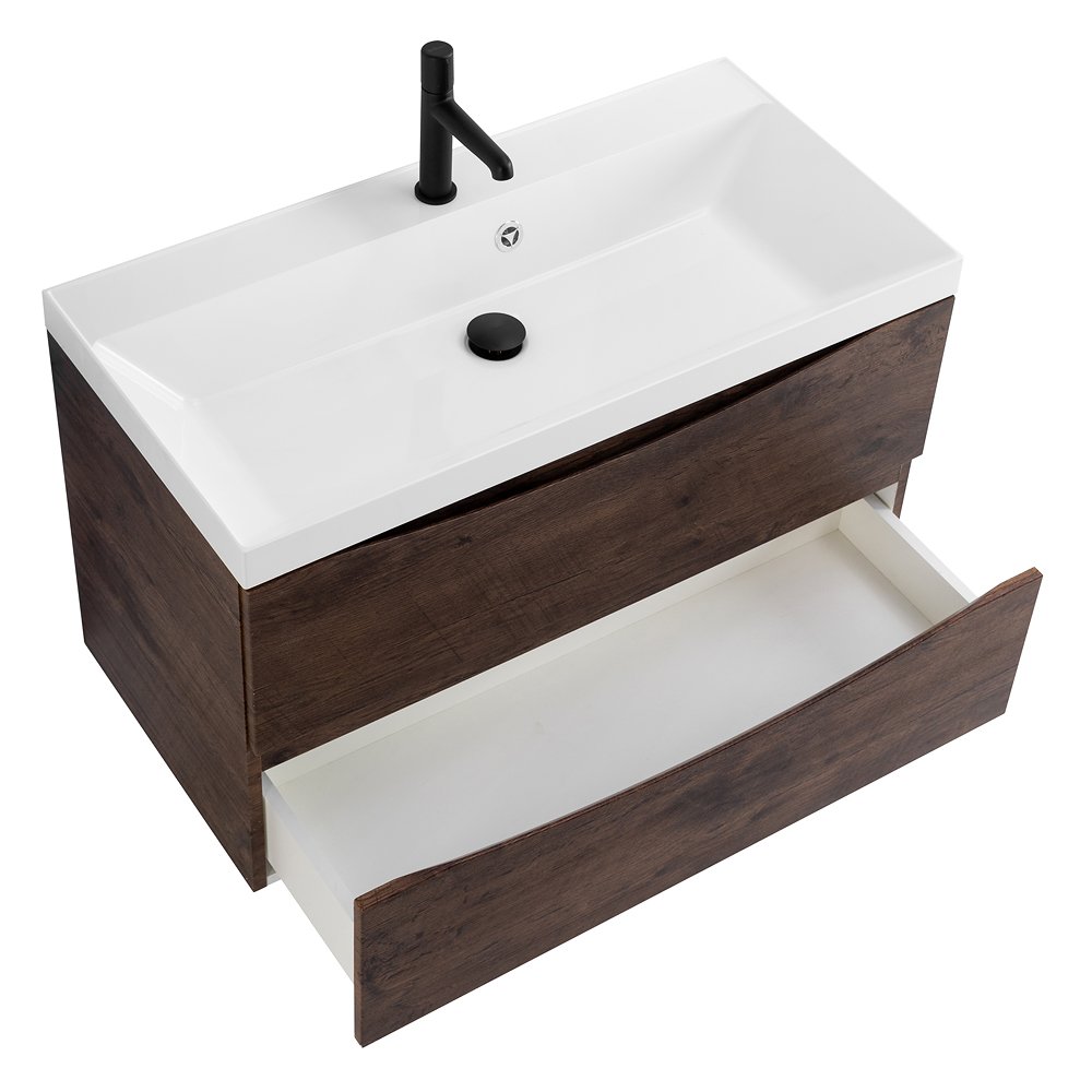 Тумба с раковиной Belbagno Marino 80 темное дерево  - 17