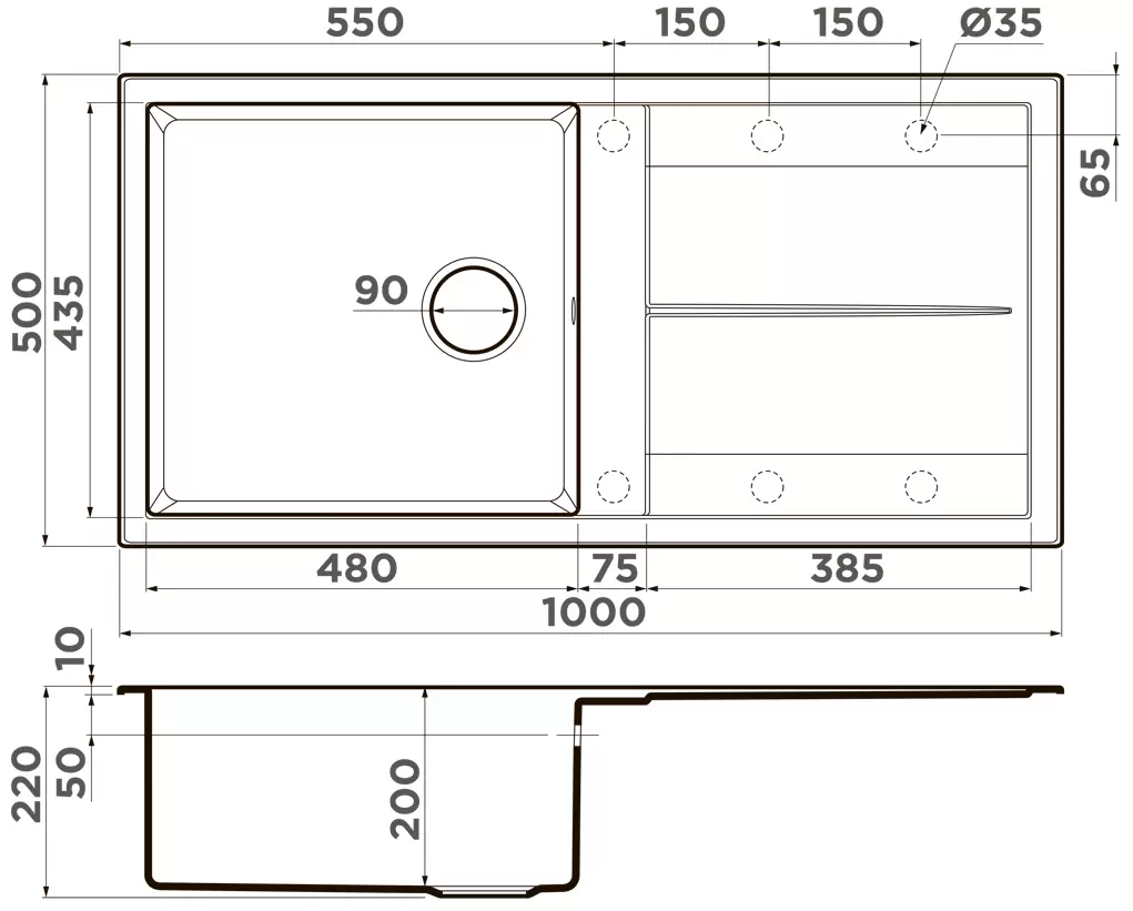 Мойка кухонная Omoikiri Sumi Artceramic/графит  4997109 - 1