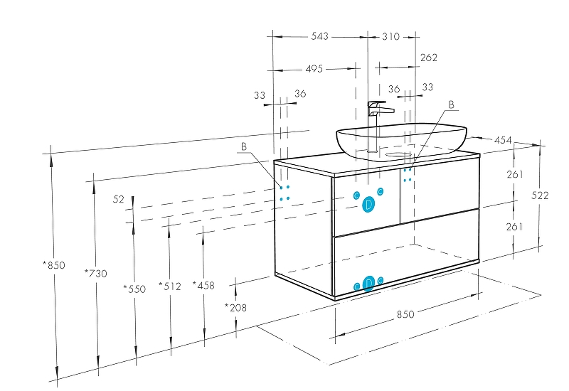 Тумба с раковиной Aquaton Терра 105 светлое дерево-серый 1A2469K2TEKA0 - 11