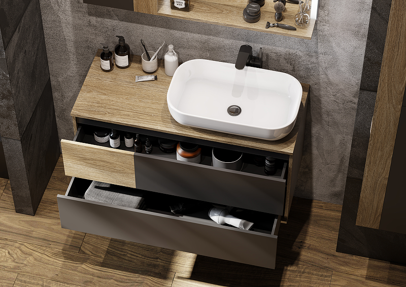 Тумба под раковину Aquaton Терра 105 светлое дерево-серый 1A246901TEKA0 - 11