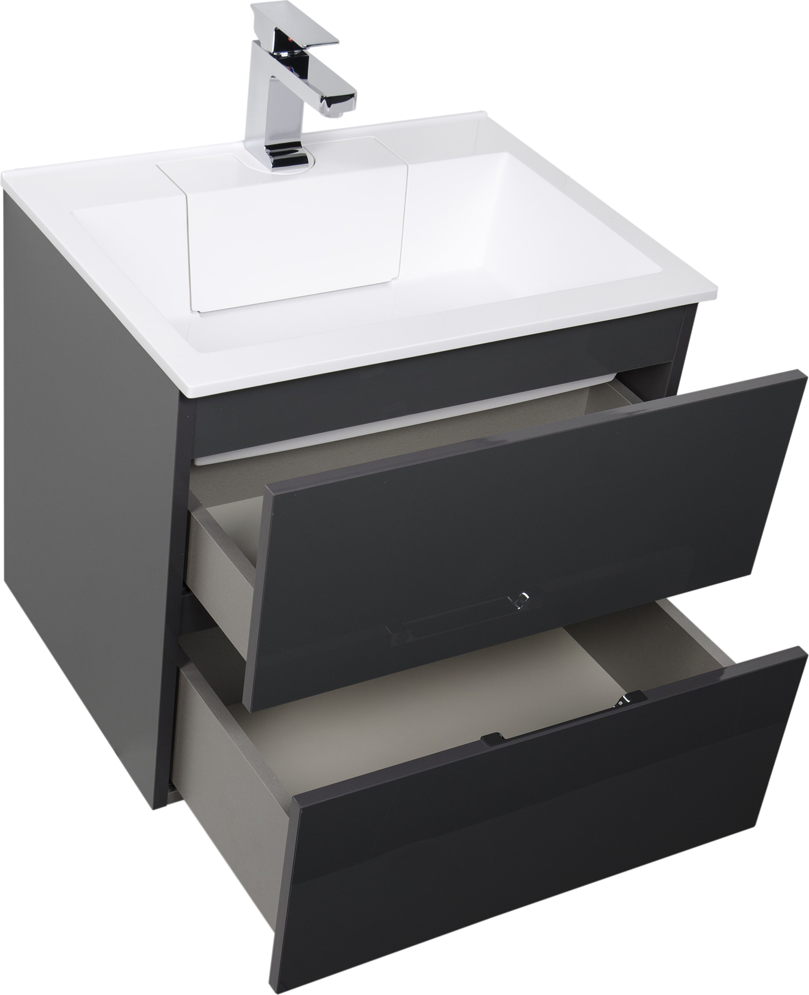 Тумба с раковиной Aquanet Алвита 60 серый антрацит - 4