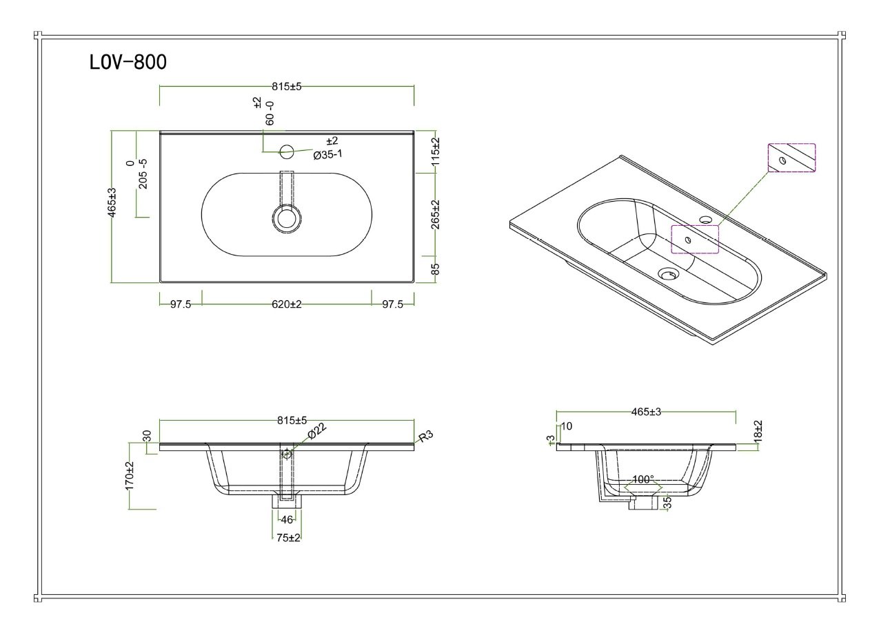 Тумба с раковиной BelBagno Kraft 80 темное дерево - 12