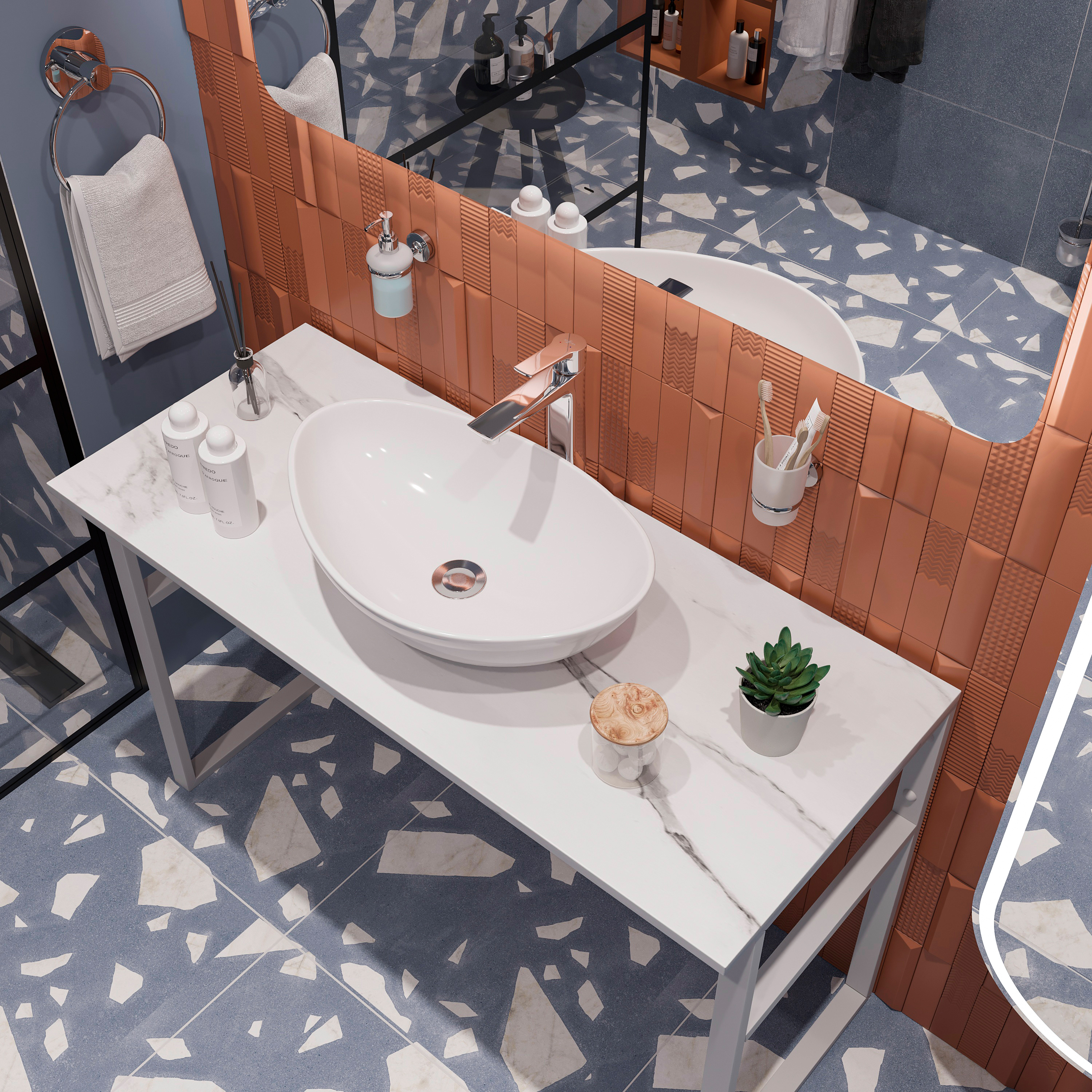 Консоль DIWO Элиста 120 белый мрамор, с раковиной Moduo 55 Leaf 555873 - 3