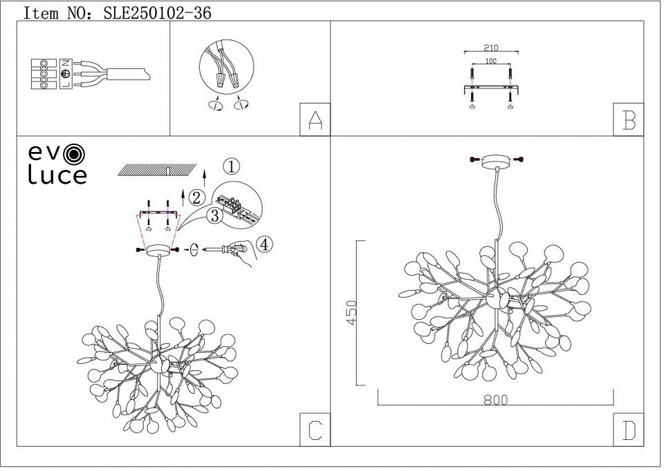 Потолочная люстра EVOLUCE Avola SLE250102-36 - 1