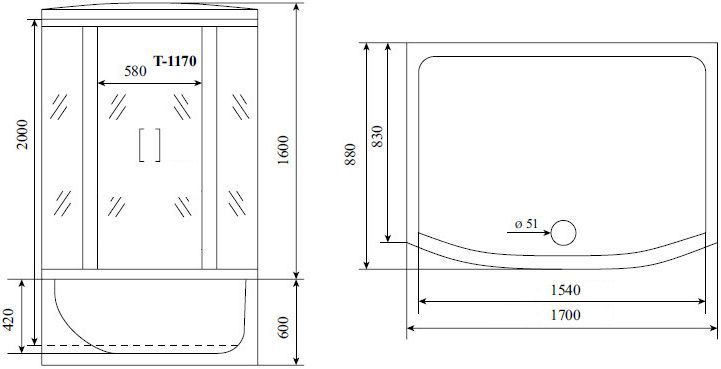 Душевой бокс Timo Standart T-1170 - 1