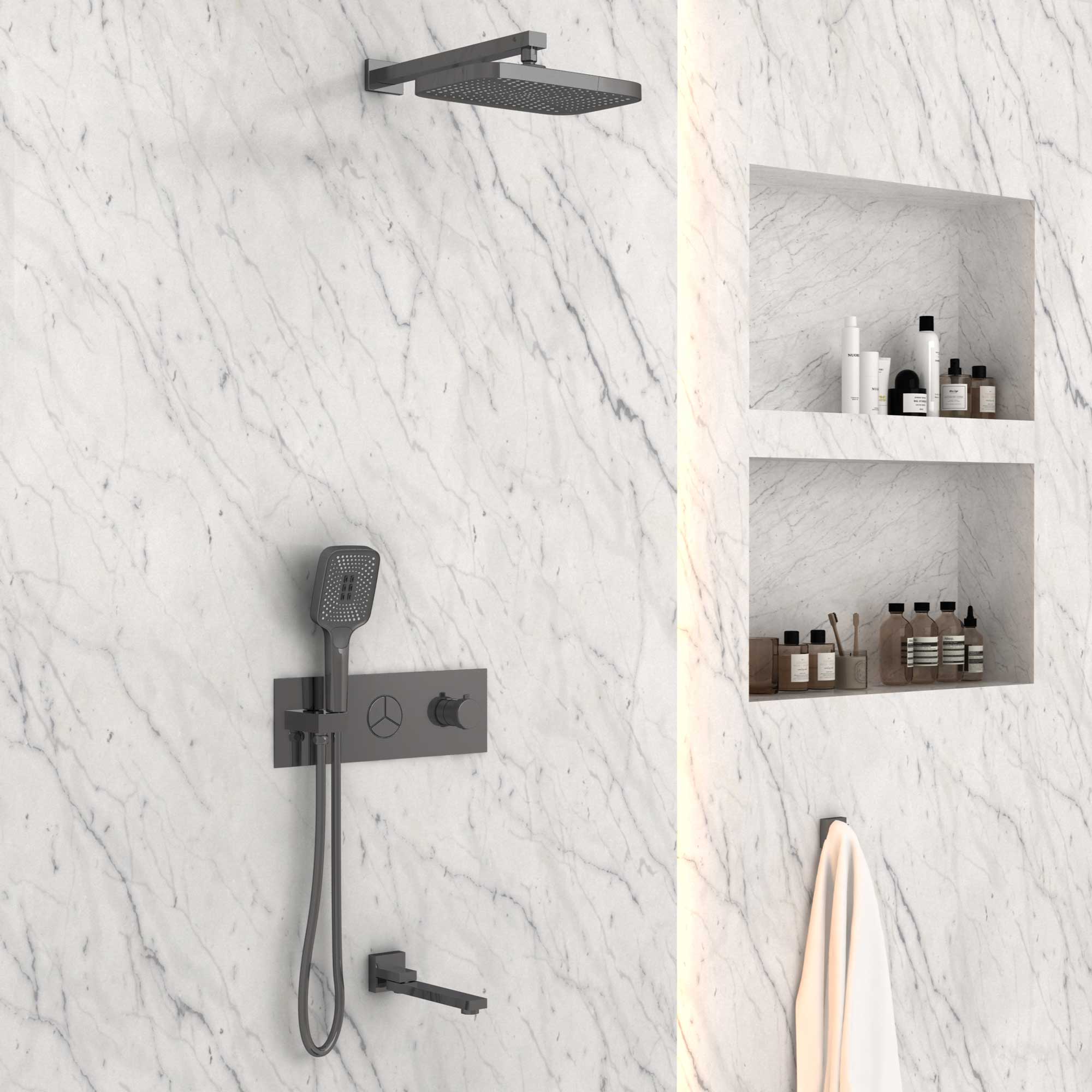 Душевой комплект Vincea с термостатом сталь VSFW-432T1GM - 2