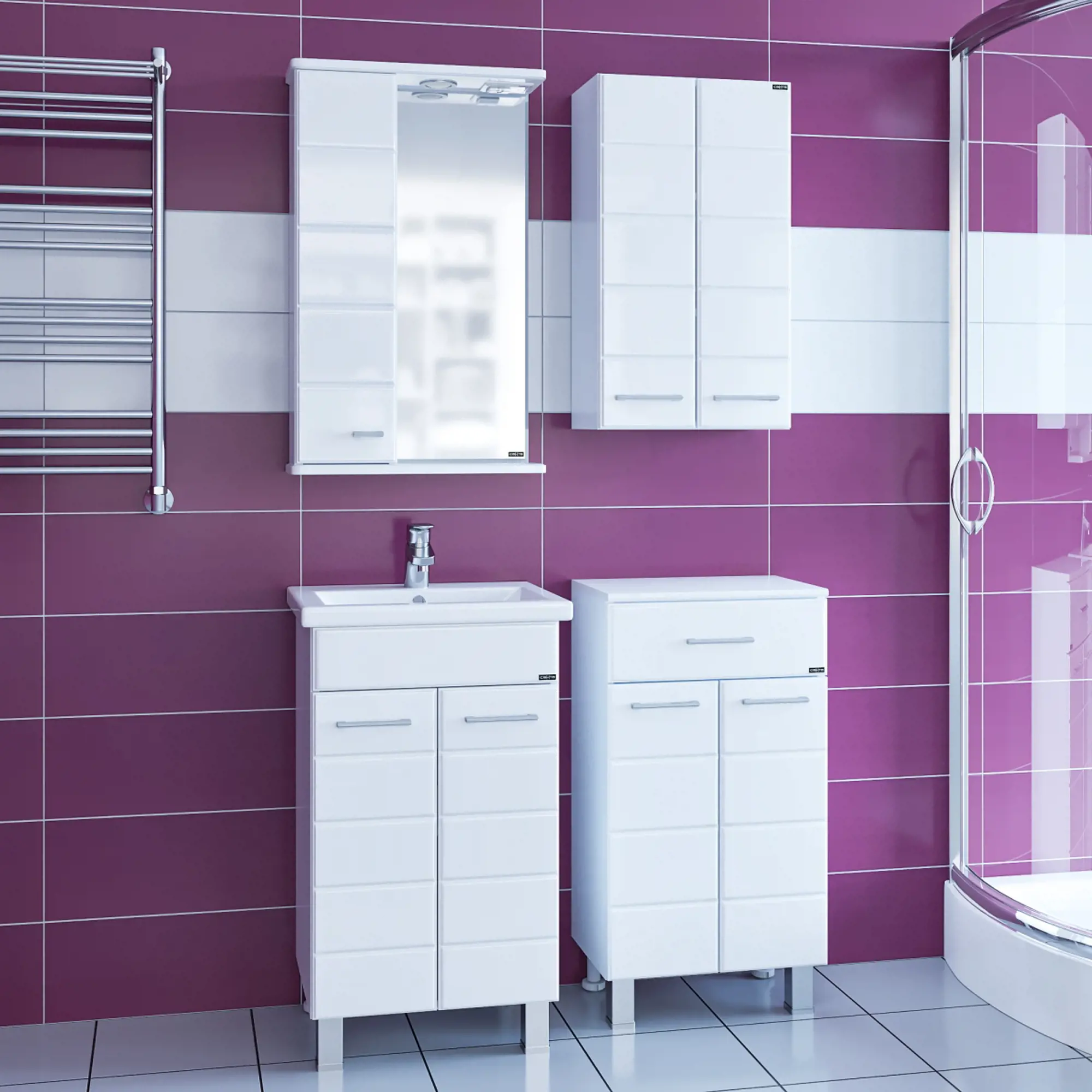 Тумба с раковиной СанТа Омега 50 белый - 1