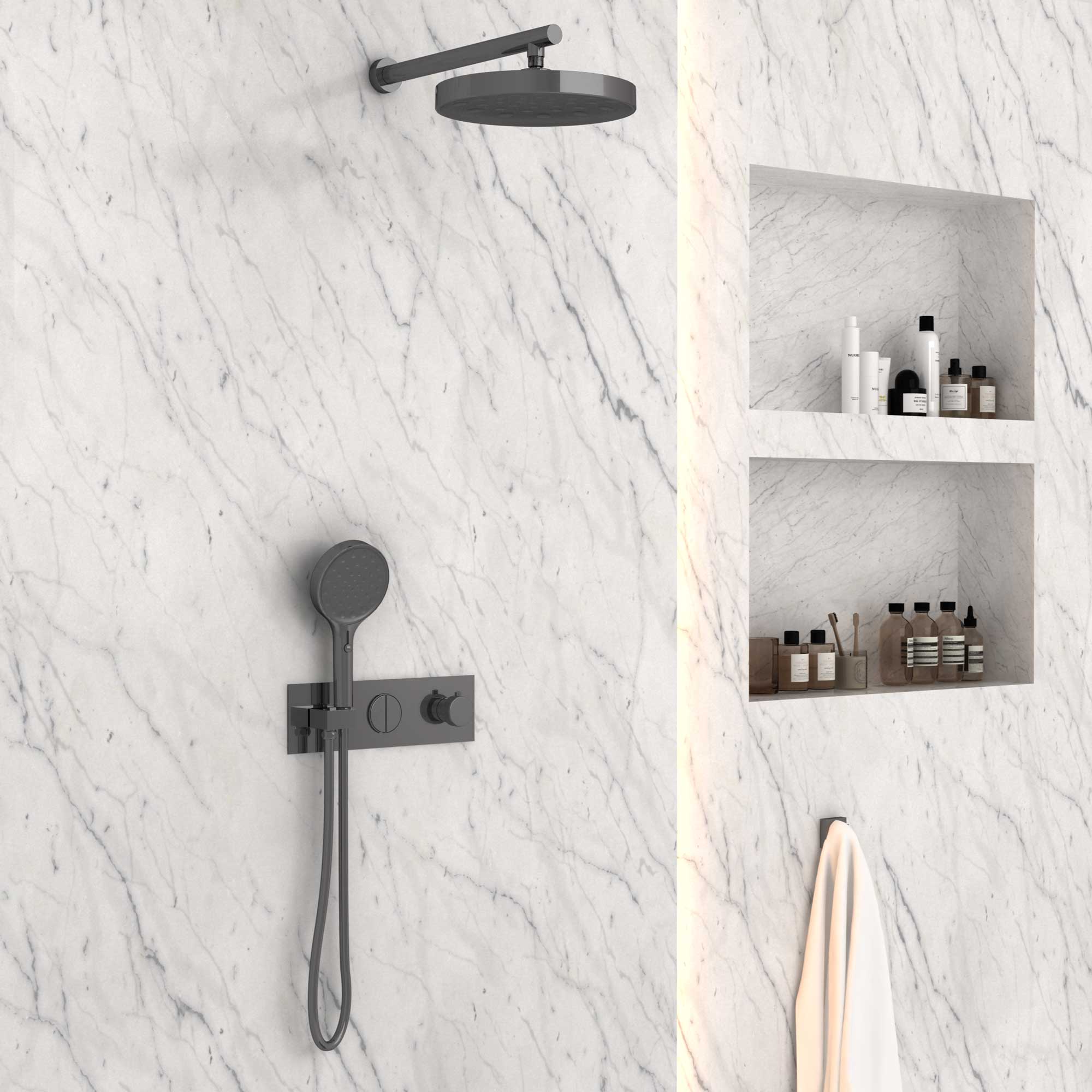 Душевой комплект Vincea Inspire с термостатом темный хром VSFW-422TI2GM - 2