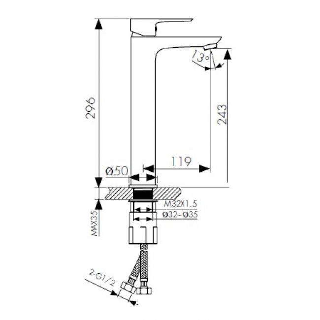 Смеситель для раковины KAISER Cezar  05111-2 - 1