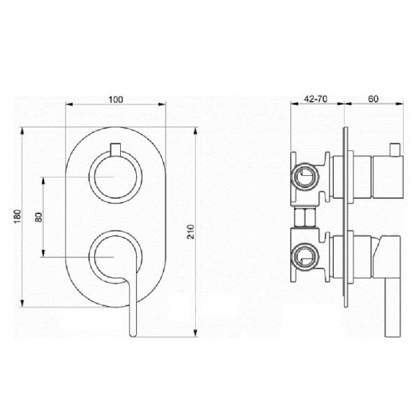 Webert DR860101560 Doremi Смеситель для ванны встраиваемый, без гибкой подводки, душа, черный - 1