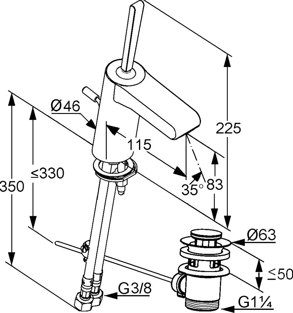 Смеситель для раковины Kludi  хром  383450510 - 4