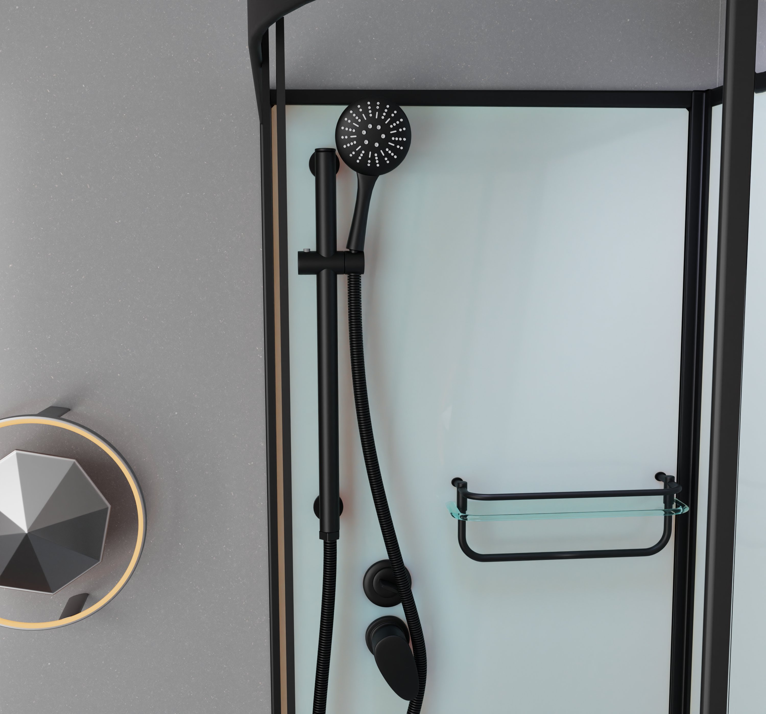 Душевая кабина Frank F412L Black левосторонняя б/к Без крыши 214014 - 2