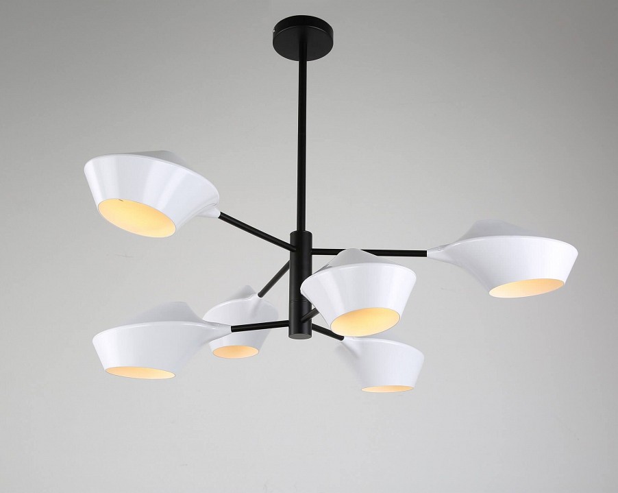 Люстра на штанге LUMINA DECO Romina LDP 6037-6 WT+BK - 2