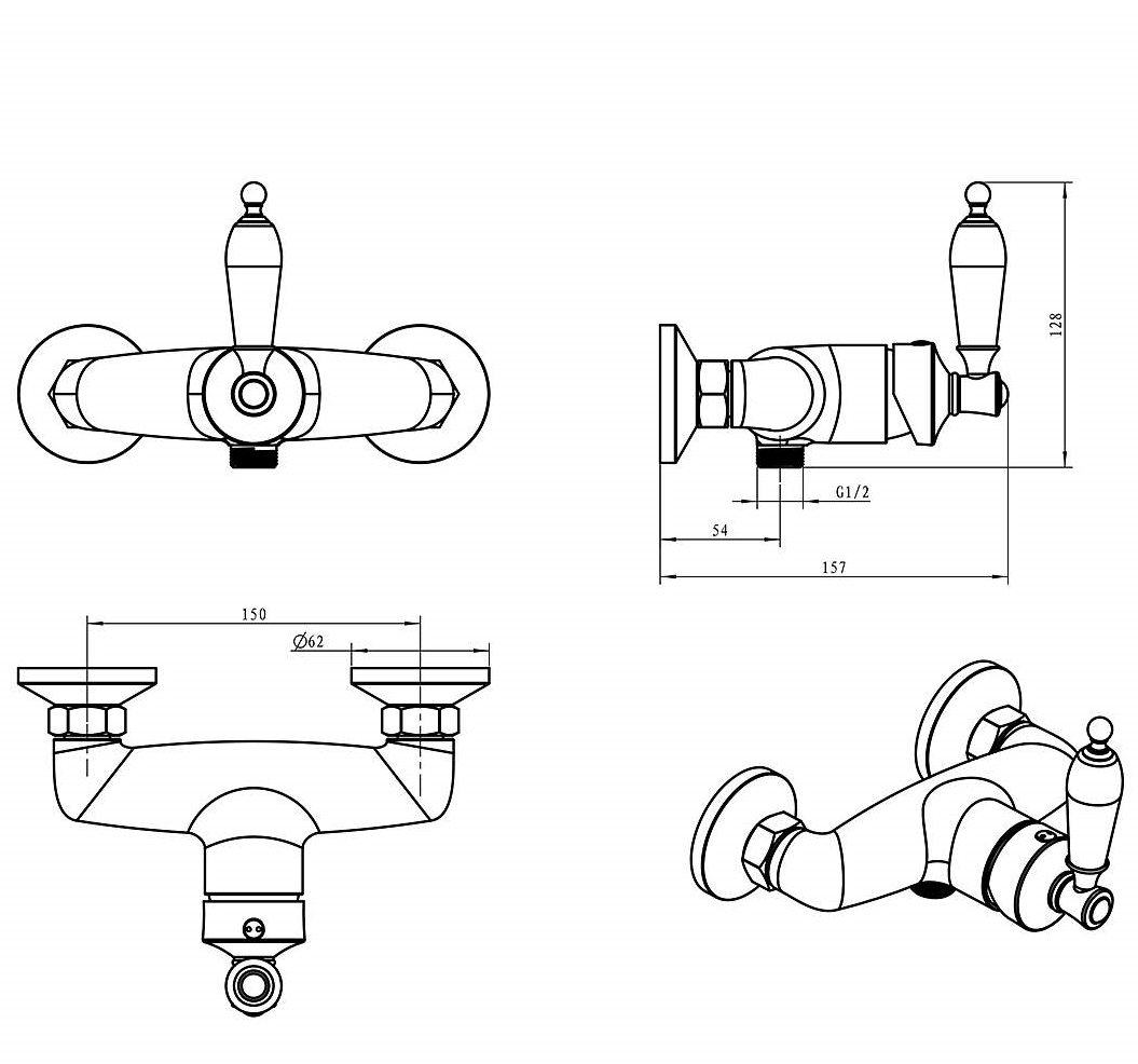 Смеситель для душа Boheme Vogue хром с прозрачным Swarovski 224-SW - 1