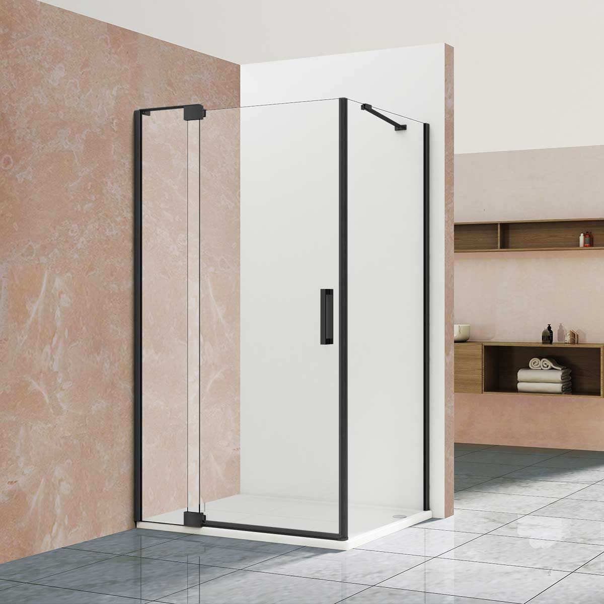 Душевой уголок Vincea Extra 90х80 профиль черный стекло прозрачное VSR-1E809080CLB - 0