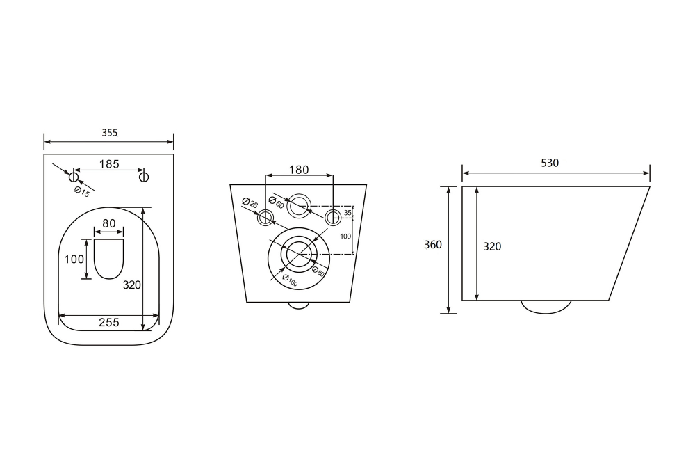 Унитаз ABBER Rechteck AC1201MW подвесной белый матовый, безободковый - 10