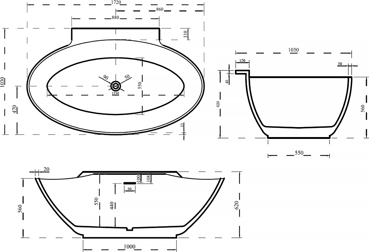 Акриловая ванна Abber AB9237 - 2